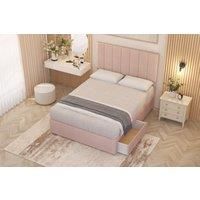 Somnior Austin Plush Velvet Divan Bed Set 2 Drawers with Midnight Pocket Spring Mattress & Headboard in Pink | Size: Super King