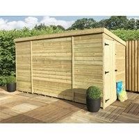 12 x 4 Pressure Treated Pent Garden Shed with Side Door