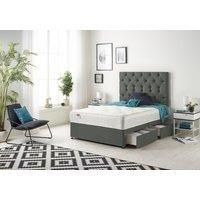 Somnior Premier Sprung Memory Foam 2 Drawer Divan Bed with Upholstered Headboard Linen Fabric in Dark Grey | Size: Super King