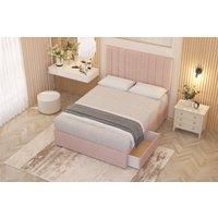 Somnior Alexas Plush Velvet Midnight Pocket Sprung Divan Storage Bed with 4 Drawers & Headboard in Pink | Size: Super King