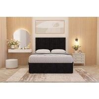 Somnior Austin Plush Velvet Divan Bed Set with Midnight Pocket Spring Mattress & Headboard in Black | Size: Super King