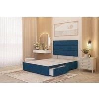 Somnior Chambery 2 Draw Divan Bed Frame with Headboard Plush Velvet in Navy | Size: Super King
