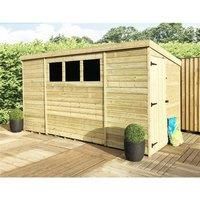 9 x 7 Pressure Treated Pent Garden Shed with Side Door