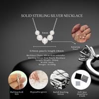 Sterling Silver Five Pearl Necklace 50Th Gifts S925 Hallmark
