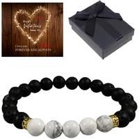 Natural Beads Bracelet+Valentine Box - Silver