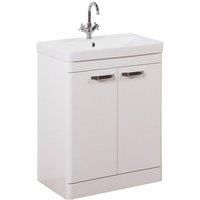 White Gloss 2 Door Standing Unit with White Basin 500mm Wide