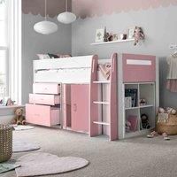Bedmaster Lacy Pink Storage Mid Sleeper And Memory Foam Mattress