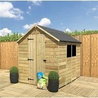 9 x 5 Pressure Treated Low Eaves Apex Garden Shed with Single Door