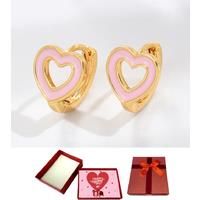 Pink Heart Gold Earrings+Valentine Box