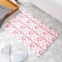 Flower Pattern White Stone Non Slip Bath Mat