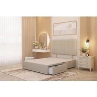 Somnior Austin Divan Bed Base with 2 Storage Drawers & Headboard Tweed Fabric in Natural | Size: Super King