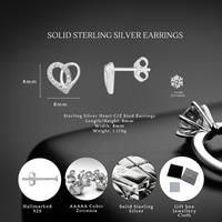 S925 Sterling Silver C/Z Love Heart Stud Earrings 4Mm Hallmarks