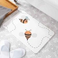 Artsy Mats Cute Bee White Stone Non Slip Bath Mat