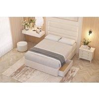 Somnior Chambery Plush Velvet Midnight Pocket Sprung Divan Storage Bed with 4 Drawers & Headboard in Ivory | Size: Double