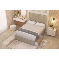 Somnior Austin Linen Fabric Midnight Pocket Sprung Divan Storage Bed with 4 Drawers & Headboard in Beige | Size: Double