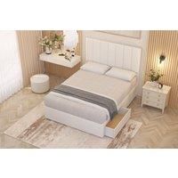 Somnior Austin Plush Velvet Divan Bed Set 2 Drawers with Midnight Pocket Spring Mattress & Headboard in White | Size: Super King