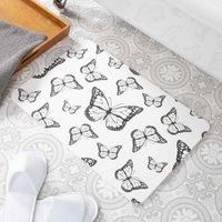 Butterfly White Stone Non Slip Bath Mat