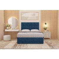 Somnior Austin Plush Velvet Divan Bed Set with Midnight Pocket Spring Mattress & Headboard in Navy | Size: King