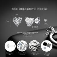 Sterling Silver Cubic Zirconia Heart Stud Earrings 925 Hallmarked 1yr Guarantee