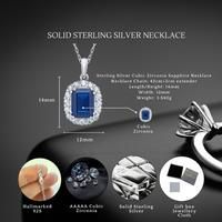 Sterling Silver Blue Sapphire Necklace Solid S925 Hallmark