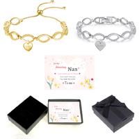 To Nan Bracelet Heart Tag + Message Box - Silver