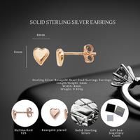 S925 Sterling Silver Rose Gold Plated 6Mm Heart Stud Earrings