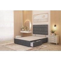 Somnior Chambery 2 Draw Divan Bed Frame with Headboard Plush Velvet in Silver | Size: Super King