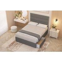Somnior Chambery Linen Fabric Midnight Pocket Sprung Divan Storage Bed with 4 Drawers & Headboard in Mid Grey | Size: Double