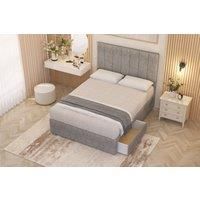 Somnior Austin Tweed Fabric Midnight Pocket Sprung Divan Storage Bed with 4 Drawers & Headboard in Grey | Size: Small Double