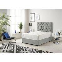 Somnior Premier Divan Bed with 24Cm Deep Mattress & Headboard In Wool Tweed Fabric in Grey | Size: Double
