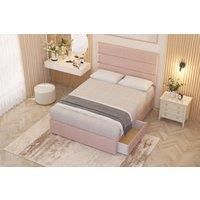 Somnior Chambery Plush Velvet Midnight Pocket Sprung Divan Storage Bed with 4 Drawers & Headboard in Pink | Size: Double