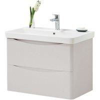 Cashmere Bathroom Wall Mounted 2-Drawer Unit with Basin 80cm Wide
