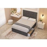 Somnior Chambery Tweed Fabric Midnight Pocket Sprung Divan Storage Bed with 4 Drawers & Headboard in Charcoal | Size: Super King