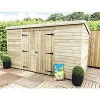 14 x 8 Pressure Treated Pent Garden Shed with Double Doors