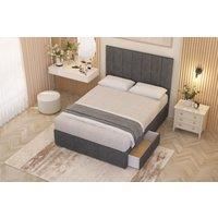 Somnior Austin Plush Velvet Midnight Pocket Sprung Divan Storage Bed with 4 Drawers & Headboard in Charcoal | Size: Super King
