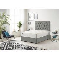 Somnior Premier Divan Bed with 24Cm Deep Mattress & Headboard In Linen Fabric in Silver | Size: King