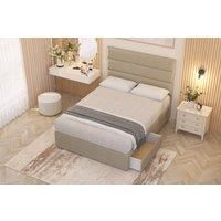 Somnior Chambery Linen Fabric Midnight Pocket Sprung Divan Storage Bed with 4 Drawers & Headboard in Beige | Size: Double