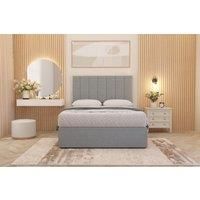 Somnior Austin Linen Fabric Divan Bed Set with Midnight Pocket Spring Mattress & Headboard in Light Grey | Size: Super King