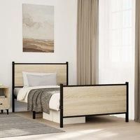 Berkfield Home Metal Bed Frame without Mattress Sonoma Oak 100x200 cm in Brown