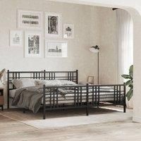 Berkfield Home Metal Bed Frame without Mattress with Footboard Black 193x203cm | Size: 193x203 cm