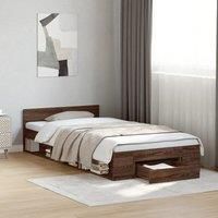 Berkfield Home Bed Frame with Drawer without Mattress Brown Oak 90x190 cm Single