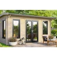 Power 16' x 12' Apex Log Cabin - Central Doors