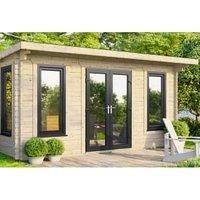 Power 16' x 10' Pent Log Cabin - Central Doors