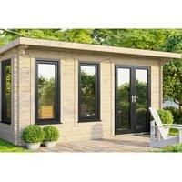 Power 16' x 10' Pent Log Cabin - Right Hand Doors