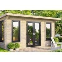 Power 16' x 12' Pent Log Cabin - Central Doors