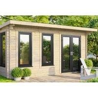 Power 16' x 12' Pent Log Cabin - Right Hand Doors