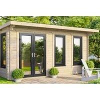 Power 16' x 12' Pent Log Cabin - Left Hand Doors