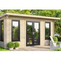 Power 16' x 14' Pent Log Cabin - Central Doors