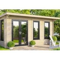 Power 16' x 14' Pent Log Cabin - Left Hand Doors