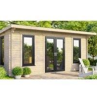 Power 18' x 10' Pent Log Cabin - Central Doors